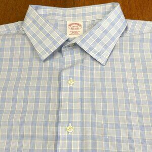 Brooks Brothers Men's Dress Shirt - Blue Check Plaid - Size 2XL (18x37) - EUC